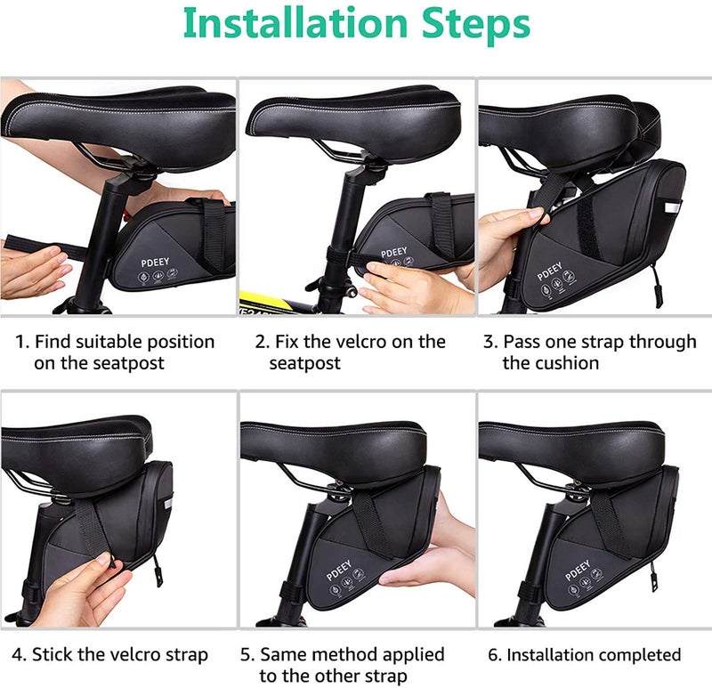 PDEEY Bike Saddle Bag, Bicycle Under Seat Pouch, Cycling Wedge Pack for Mountain Road, Cycling Accessories Storage Velcro Pack Waterproof Durable Pouch for Mountain, Beach or Road Bikes - Image 5